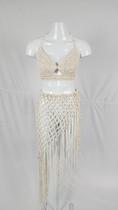 Conjunto Top e Saia De Crochê Feminino Saída de Praia Moda Artesanal Ajustável Confortável C717 - Conjunto Top e Saia De Crochê Feminino Saída de Praia Moda Artesanal Ajustável Confortável C717 -