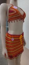 Conjunto top e saia praia crochê Conjunto top e saia praia crochê