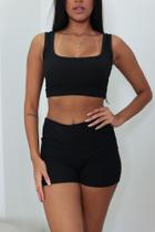 Conjunto Top e Short Canelado Moda Fitness Academia