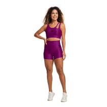 Conjunto Top e Short Canelado Poliamida Roxo Massam Fitness