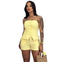 Conjunto Top e Short em Linhão Candy Moda Elegante