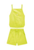 Conjunto top e short em tecido algodão verde Nina Go Conjunto top e short em tecido algodão verde Nina Go