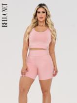 Conjunto top e shorts bermuda Basic Premium suplex academia fitness