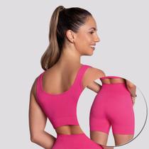 Conjunto Top e Shorts Selene Canelado Sem Costura Feminino Rosa Conjunto Top e Shorts Selene Canelado Sem Costura Feminino Rosa