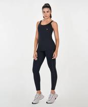 Conjunto Top Elastico Alto Giro Preto+Legging Elastico P