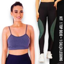 Conjunto Top fitness ALÇA FINA bojo Feminino + Calça LEG LEGGING REDINHA Academia Corrida 625