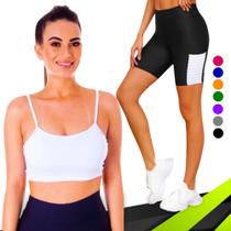 Conjunto Top fitness ALÇA FINA bojo Feminino + SHORT leg LEGGING COM BOLSOS Academia Corrida 643