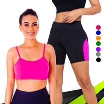 Conjunto Top fitness ALÇA FINA bojo Feminino + SHORT leg LEGGING REDINHA Academia Corrida 644