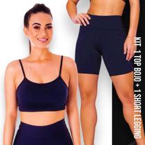 Conjunto Top fitness ALÇA FINA bojo Feminino + Short LEG LEGGING REDINHA Academia Corrida 644