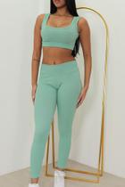 Conjunto Top + Legging Canelado Feminino Academia Fitness Conjunto Top + Legging Canelado Feminino Academia Fitness