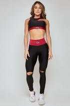 Conjunto Top + Legging Fighter Fitness Preto G Lets Gym 2220PT