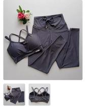 Conjunto Top + Legging, Tam M, Cor Preto Conjunto Top + Legging, Tam M, Cor Preto