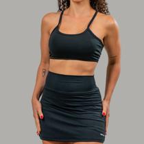 Conjunto Top Nadador + Short Saia Academia com Bolsos internos para celular/fone/chave dos 2 lados