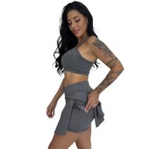 Conjunto Top Nadador Short Saia Esportiva Cintura Elástica com Bolsos Top Ana e Flor- c15 COMBO FLOR Conjunto Top Nadador Short Saia Esportiva Cintura Elástica com Bolsos Top Ana e Flor- c15 COMBO FLOR