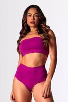 Conjunto Top Reto Sem Alça e Calcinha Pala Com Lateral Dupla