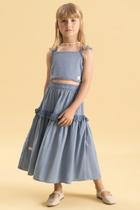 Conjunto top saia dark blue bf14681