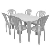 Conjunto TopPlast com Mesas de Plástico Top e 6 Cadeiras Valentina - Branco