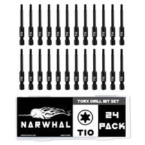 Conjunto Torx Bits Narwhal T10 (pacote com 24 - grau de impacto de 5 cm) com estojo