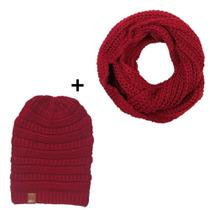 Conjunto Touca Caída Gorro Beanie Masculino E Feminino Com Cachecol Gola Lã Tricô Macio Quentinho