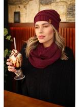 Conjunto Touca Caída Gorro Beanie Masculino E Feminino Com Cachecol Gola Lã Tricô Macio Quentinho