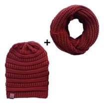 Conjunto Touca Caída Gorro Beanie Masculino E Feminino Com Cachecol Gola Lã Tricô Macio Quentinho