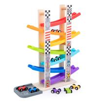 Conjunto Toy Car Ramp Racer WOOD CITY para 1-3 anos com 7 minicarros