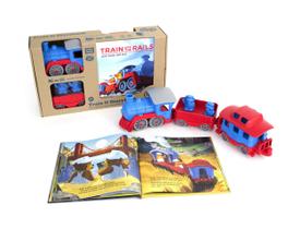 Conjunto Toy Train Set Green Toys Train & Storybook Set, presente para crianças