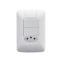 Conjunto Tramontina Aria 4X2 Branco Com Placa (2 Simples+Tomada) 57241/073