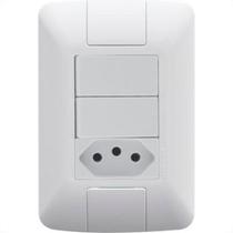 Conjunto Tramontina Aria 4X2 Branco Com Placa (2 Simples+Tomada) 57241/073
