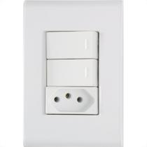 Conjunto Tramontina Branco Com Placa Liz Branca 2 Simples + Tomada 2P+T. 10A. - 57170/073 Conjunto Tramontina Branco Com Placa Liz Branca 2 Simples + Tomada 2P+T. 10A. - 57170/073