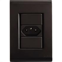 Conjunto Tramontina Com Placa Liz Grafite 1 Tomada 2P+T. 10A.