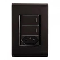 Conjunto Tramontina Com Placa Liz Grafite 2 Simples+Tomada .2P+T. 10A.