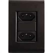 Conjunto Tramontina Com Placa Liz Grafite 2 Tomadas 2P+T. 20A. Conjunto Tramontina Com Placa Liz Grafite 2 Tomadas 2P+T. 20A.