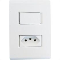 Conjunto Tramontina Liz 4X2 Branco Com Placa (1 Simples+Tomada 10A)