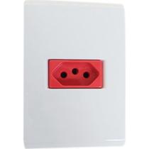 Conjunto Tramontina Liz 4X2 Branco Com Placa (1 Tomada 20A Vermelha)