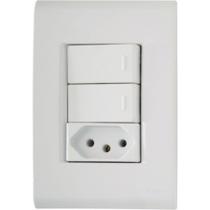 Conjunto Tramontina Liz 4X2 Branco Com Placa (2 Simples+Tomada 10A) Conjunto Tramontina Liz 4X2 Branco Com Placa (2 Simples+Tomada 10A)