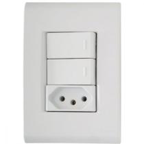 Conjunto Tramontina Liz 4X2 Branco Com Placa (2 Simples+Tomada 10A) Conjunto Tramontina Liz 4X2 Branco Com Placa (2 Simples+Tomada 10A)