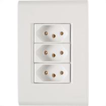 Conjunto Tramontina Liz 4X2 Branco Com Placa (3 Tomadas 10A)