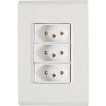 Conjunto Tramontina Liz 4X2 Branco Com Placa (3 Tomadas 10A)