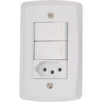 Conjunto Tramontina Lux 4X2 Branco Com Placa (2 Simples+Tomada)