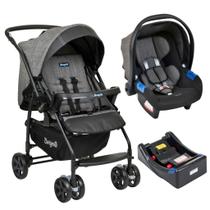 Conjunto Travel System Burigotto Carrinho de Bebê Com Bebê Conforto Rio K E Base Mesclado Preto