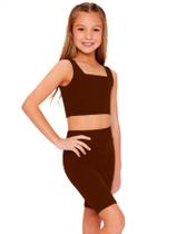 Conjunto Treino Top e Short Menina Infantil Esporte Ginástica Fitness