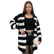 Conjunto Tricô Feminino Twin Set Kimono Cropped Inverno