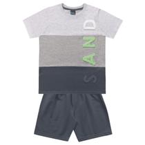 Conjunto Tricolor Mescla E Bermuda Cinza Escuro Kiko E Kika Conjunto Tricolor Mescla E Bermuda Cinza Escuro Kiko E Kika