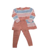 Conjunto tricot Feminino Infantil Noruega Rose Listrado tam 1