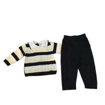 Conjunto Tricot Masculino Infantil Noruega Marinho/Off e Bege