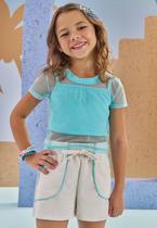 Conjunto Trio de Top Canelado Blusa Boxy em Tule e Shorts Linho Delux Kukiê Conjunto Trio de Top Canelado Blusa Boxy em Tule e Shorts Linho Delux Kukiê