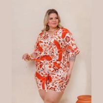 Conjunto Tropical Camisa E Shorts Feminino Plus Size Verão Conjunto Tropical Camisa E Shorts Feminino Plus Size Verão