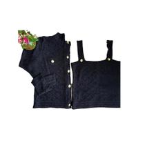 Conjunto Twin set trico chique social advogada blogueira kimono e regata casaco