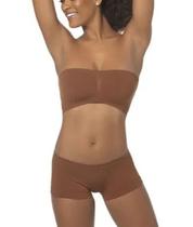 Conjunto Ultraleve de Bustiê Faixa + Calça Short Tamanho Único Cor Bronze Tecnologia Sem Costuras Conjunto Ultraleve de Bustiê Faixa + Calça Short Tamanho Único Cor Bronze Tecnologia Sem Costuras